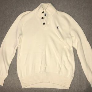 Polo Ralph Lauren 3-Button White Pullover Sweater
